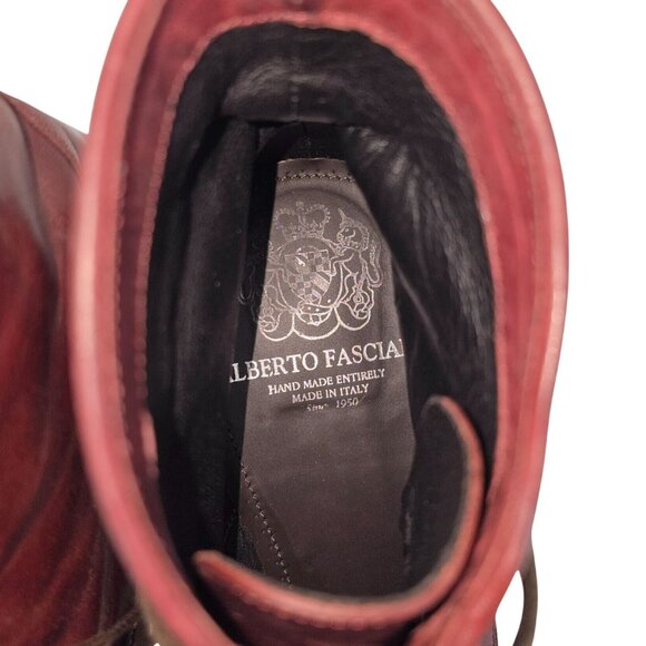 Alberto Fasciani Italy Burnished Burgundy Combat Boots Mens 9 Casual Dress Boots - Picture 8 of 14